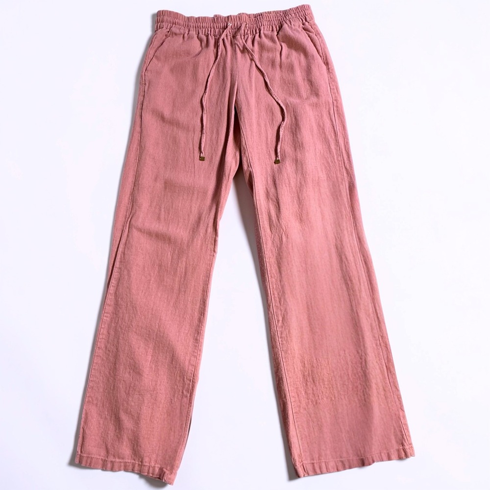 Relaxed Drawstring Wide-Leg Pants - Dusty Rose